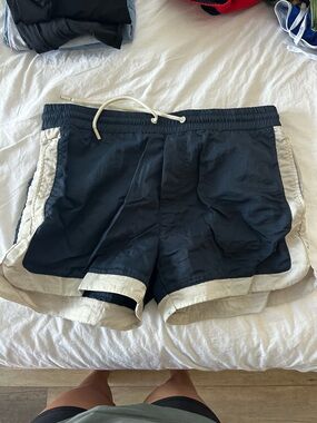 Reiss Navy Swim Trunks with Cream Waistband